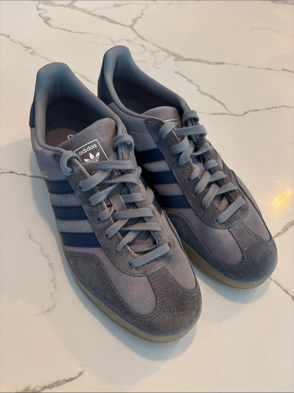 Adidas Men’s Gazelle Sneakers in Slate Blue and Navy